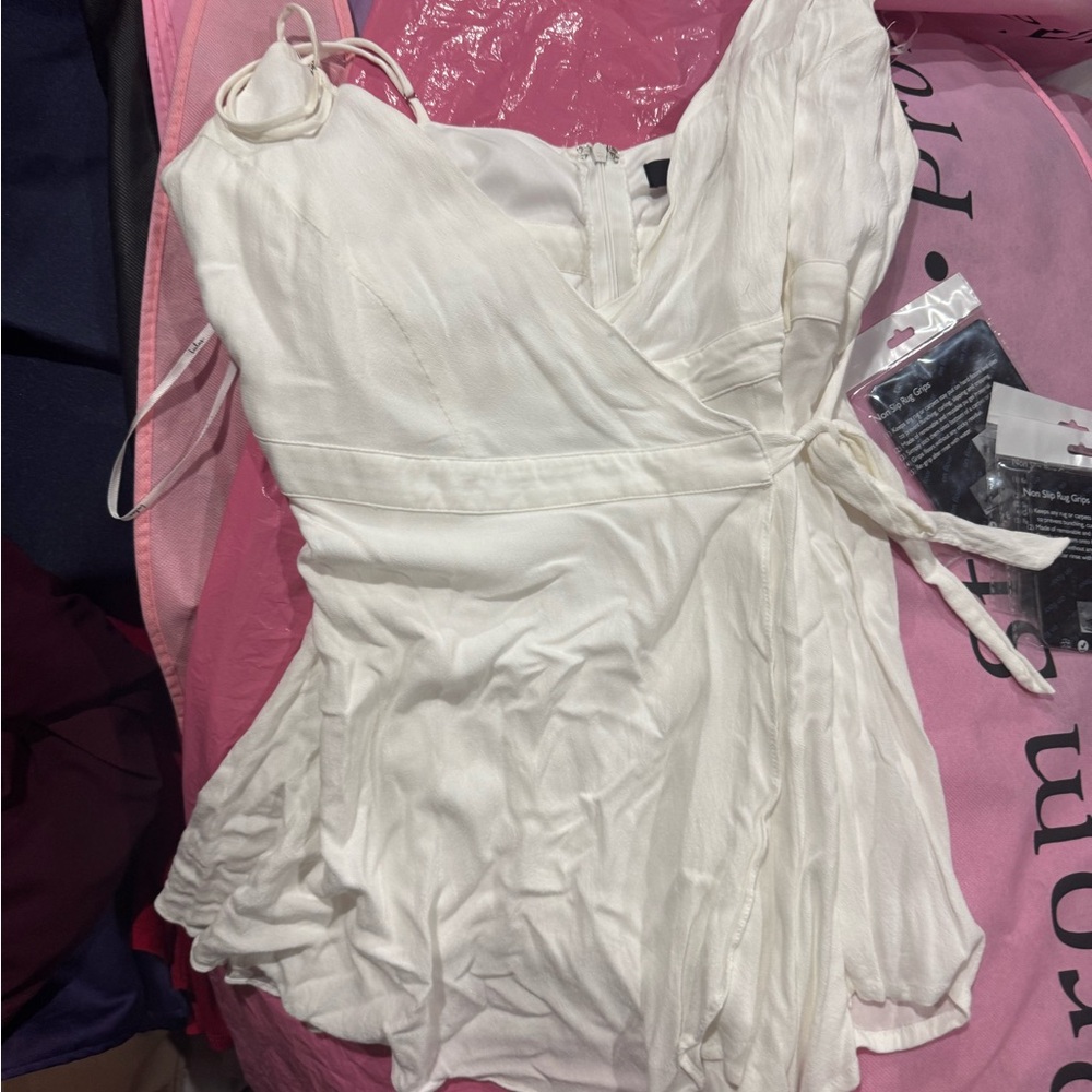 Lulu's White Wrap-Front Camisole with Side‎ Tie A2